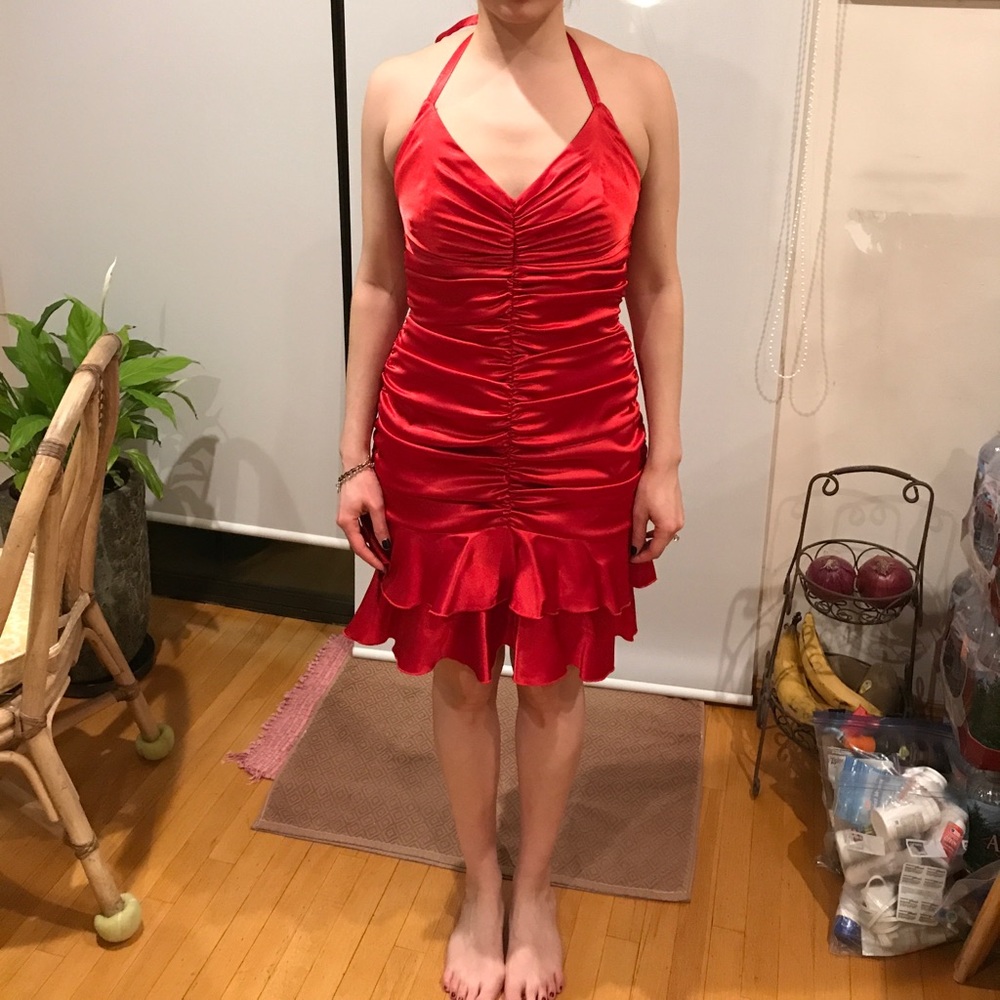 Jessica Mcklintock Red Scrunch Dress
